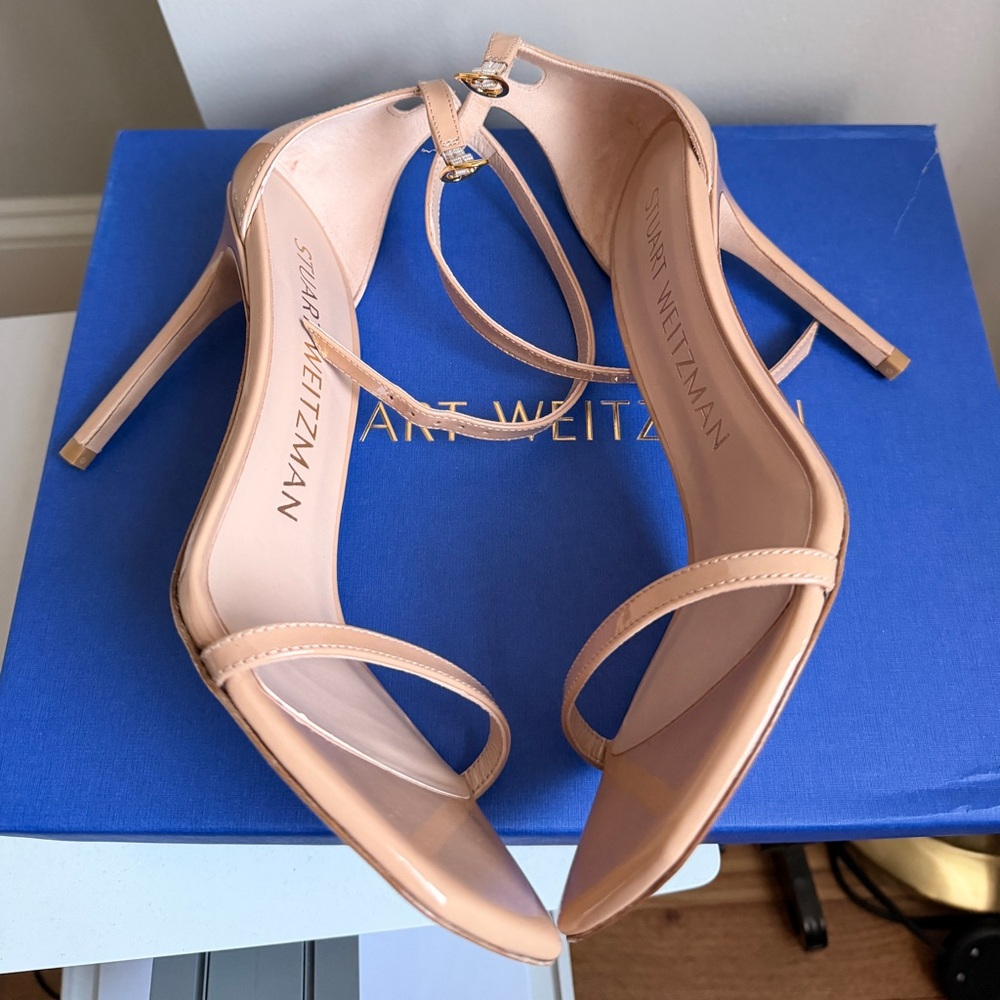 Stuart Weitzman Nudistcurve Ankle Strap Sandal (Women) in 7.5 B in Adobe - Picture 8 of 13